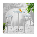 Outdoor Bistro Set Bar Table Stools Adjustable Aluminium Cafe 3Pc
