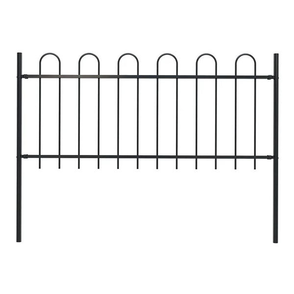 Garden Fence With Hoop Top Steel 100 Cm Black