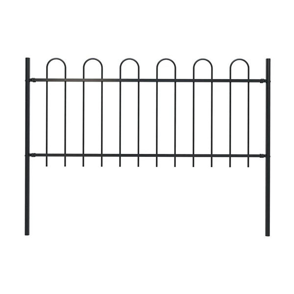 Garden Fence With Hoop Top Steel 80 Cm Black