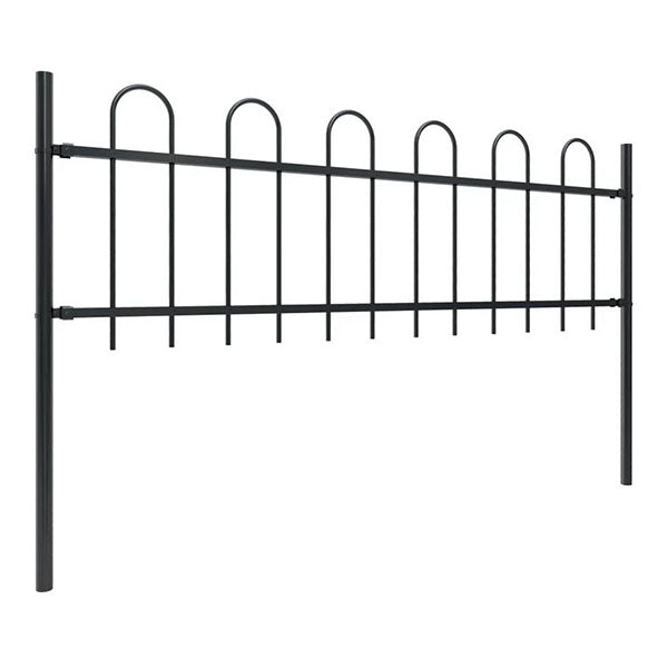 Garden Fence With Hoop Top Steel 60 Cm Black