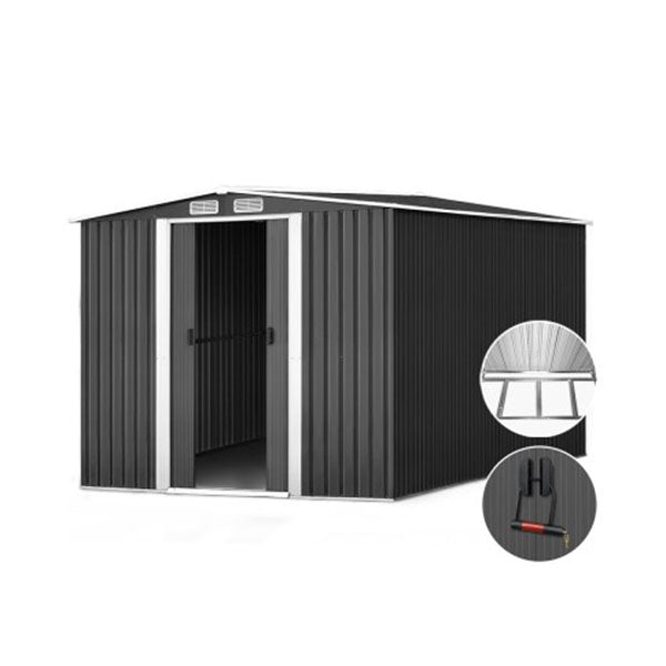 Giantz 2.02 x 3.2m Metal Shed - Grey