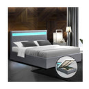 Bed Frame Double Full Size Gas Lift Base With Storage Grey Fabric Cole