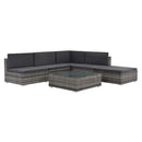 6 Piece Garden Lounge Set With Grey Cushions Pe Rattan Grey