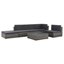 6 Piece Garden Lounge Set With Grey Cushions Pe Rattan Grey