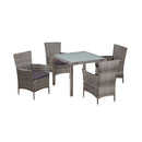 5 Piece Outdoor Dining Set With Cushions Pe Rattan Grey