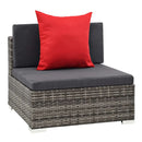 7 Piece Garden Lounge Set Grey Rattan With Dark Grey Cushion