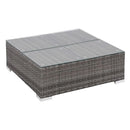 7 Piece Garden Lounge Set Grey Rattan With Dark Grey Cushion