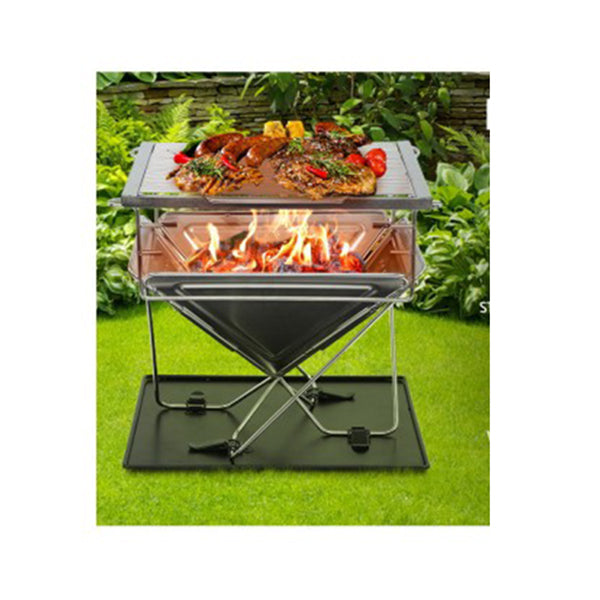 Camping Fire Pit BBQ Portable Folding Stainless Stove Outdoor Pits
