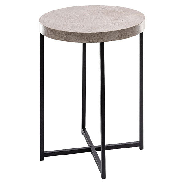 Concrete Side Table With Black Metal Legs