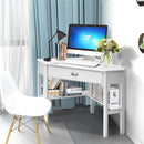 Corner Computer Desk with Drawer and Shelves for Office White