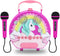 Kids Portable Karaoke with Two Microphones Round Purple Unicorn