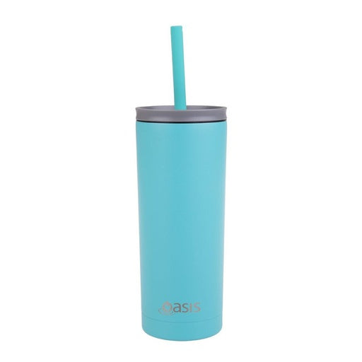 Super Sipper Stainless Steel Double Wall Insulated Tumbler with Silicone Head Straw 600ml Turquoise
