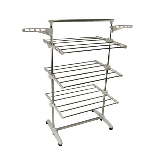 Laundry Drying Rack 3 Tier Adjustable and Foldable Clothing White