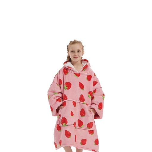 Hoodie Blanket Kids Strawberry Pink