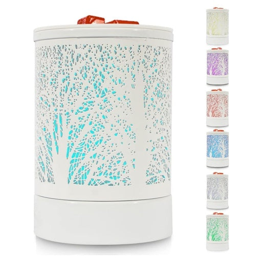 Wax Melt Burner Electric with 7 Colors LED Changing Light White Forest