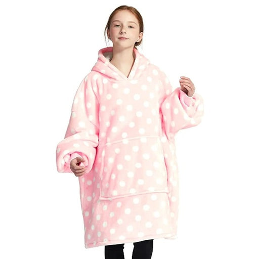 Hoodie Blanket Kids Light Pink Polka Dot