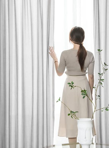 Natural Linen Blended Curtains Set of 2 W132cm x D274cm Light Grey