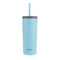 Super Sipper Stainless Steel Double Wall Insulated Tumbler with Silicone Straw 600ml Island Blue
