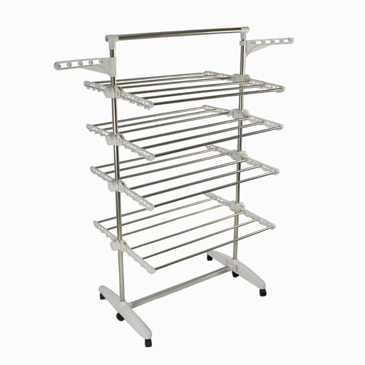 Laundry Drying Rack 4 Tier Adjustable and Foldable Clothing Rack White