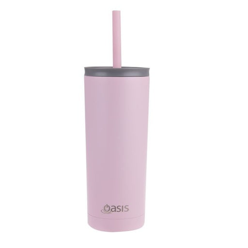 Super Sipper Stainless Steel Double Wall Insulated Tumbler with Silicone Head Straw 600ml Carnation