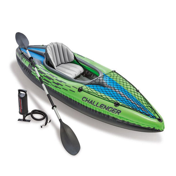 Kayak Boat Inflatable K1 Sports Challenger 1 Seat Floating Oars Green