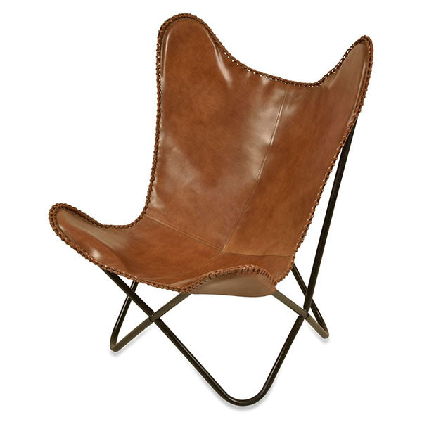 Light Brown Leather Seat Cover With Black Metal Legs