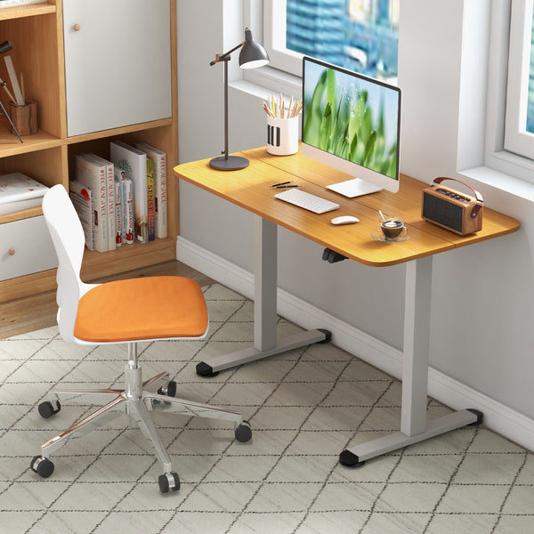 Ergonomic Sit Stand Computer Desk with Adjustable Height for Home Office Natural