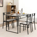 5 Piece Dining Table Set with Wood Like Tabletop and Metal Frame for Kitchen Dining Room