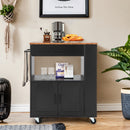 Rolling Kitchen Serving Trolley with 3 Spice Racks for Kitchen Black