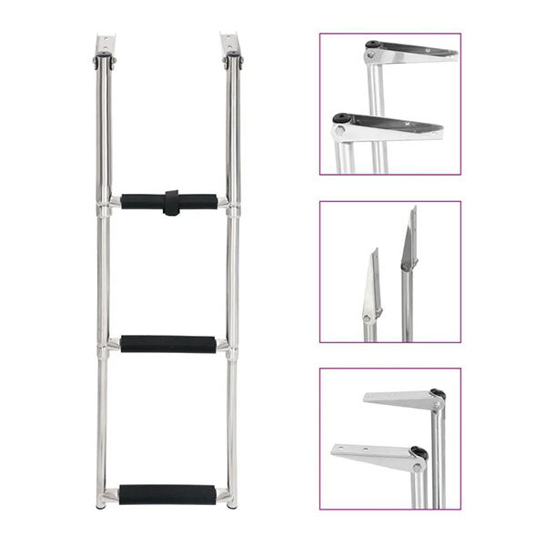 Folding Boarding Ladder 3 Step Stainless Steel