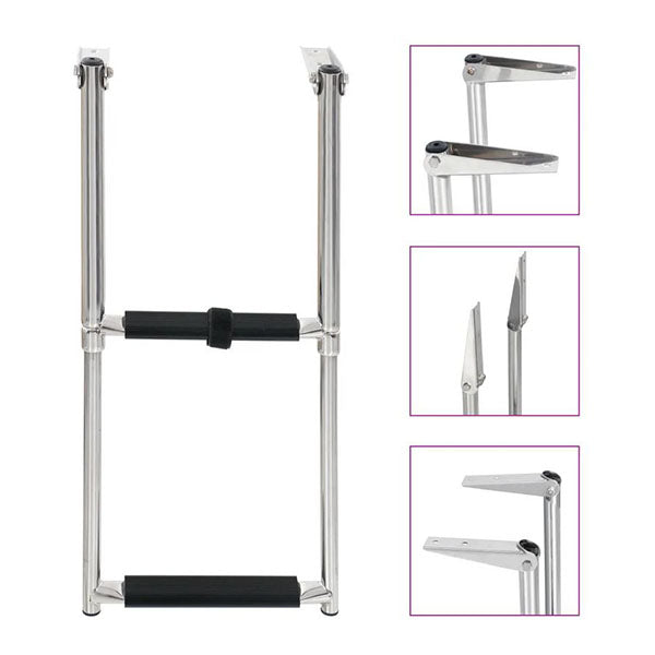 Folding Boarding Ladder 2 Step Stainless Steel