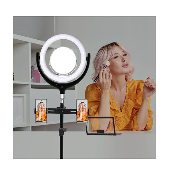 Led Ring Light With Tripod Stand Phone Holder Dimmable Lamp Mirror