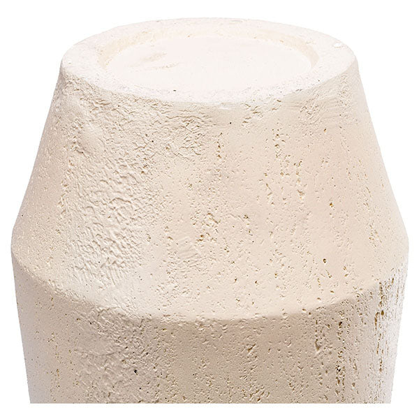 White Large Vase With Travertine Effect 41X41X97Cm