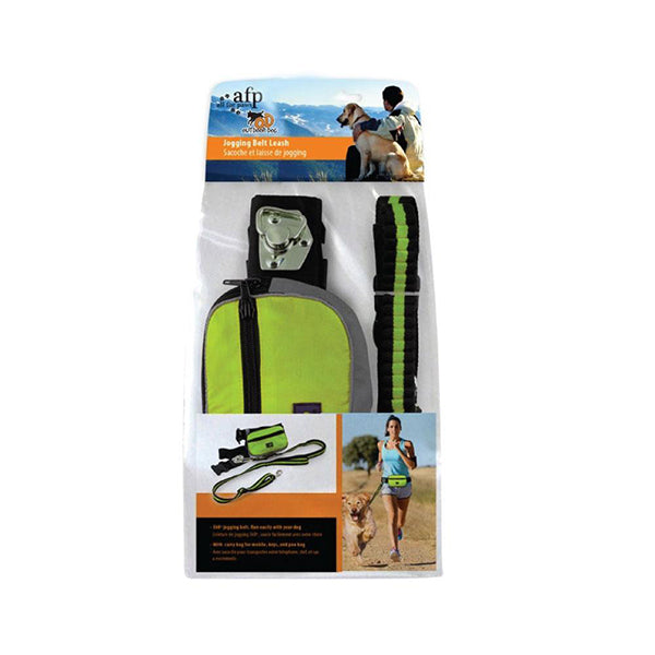 Jogging Dog Leash Kit Adjustable Green Belt Bag Hand Free Walking Lead