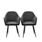 2 Pcs Dining Chairs Dark Grey Steel Chair Velvet Removable Cushion