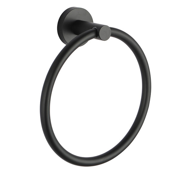 Bathroom Hand Towel Ring Holder Hanger Wall Mounted Round Black