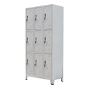 Locker Cabinet With 9 Compartments Steel 90X45X180 Cm Grey