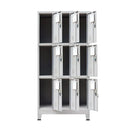 Locker Cabinet With 9 Compartments Steel 90X45X180 Cm Grey