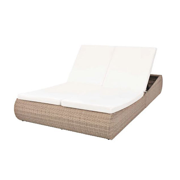 Outdoor Lounge Bed Poly Rattan Beige