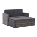 2 Piece Garden Lounge Set With Cushions Poly Rattan Grey