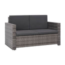 2 Piece Garden Lounge Set With Cushions Poly Rattan Grey