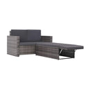 2 Piece Garden Lounge Set With Cushions Poly Rattan Grey