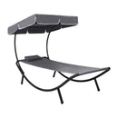 Outdoor Lounge Bed With Canopy And Pillow Grey