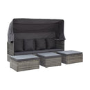 Garden Lounge Bed With Roof Mixed Grey 200X60X124 Cm Poly Rattan