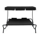 Outdoor Lounge Bed With Canopy And Pillows Black
