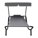 Outdoor Lounge Bed With Canopy And Pillow Grey