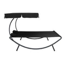 Outdoor Lounge Bed With Canopy And Pillows Black