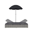 Outdoor Lounge Bed With Umbrella Poly Rattan Grey