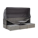 Garden Lounge Bed With Roof Mixed Grey 200X60X124 Cm Poly Rattan