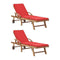 Sun Loungers With Cushions 2 Pcs Solid Teak Wood Red